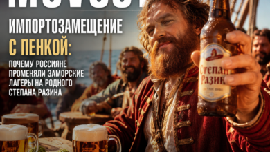 Изображение, иллюстрирующее тренд импортозамещения в России с акцентом на местные продукты и услуги
