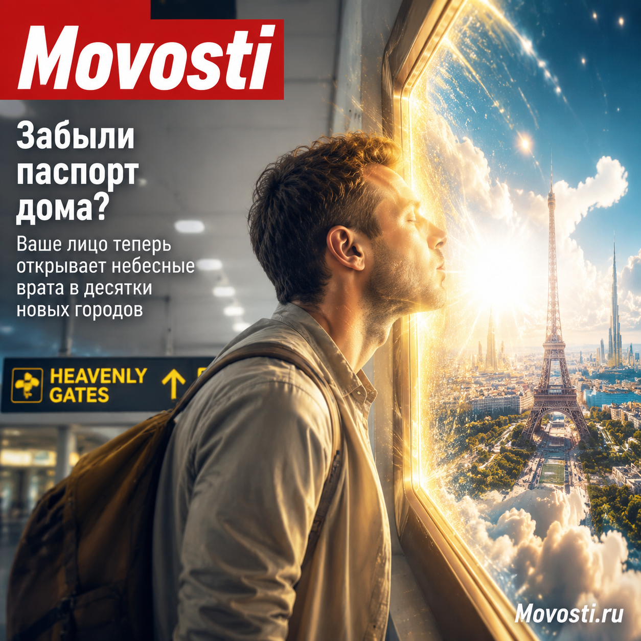 Изображение человека, использующего лицо для доступа к новым городам
