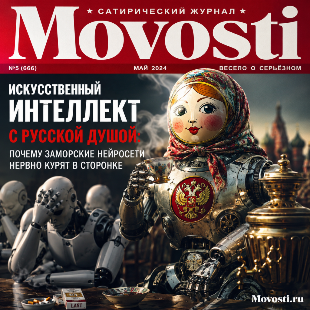 Иллюстрация искусственного интеллекта с элементами русской культуры
