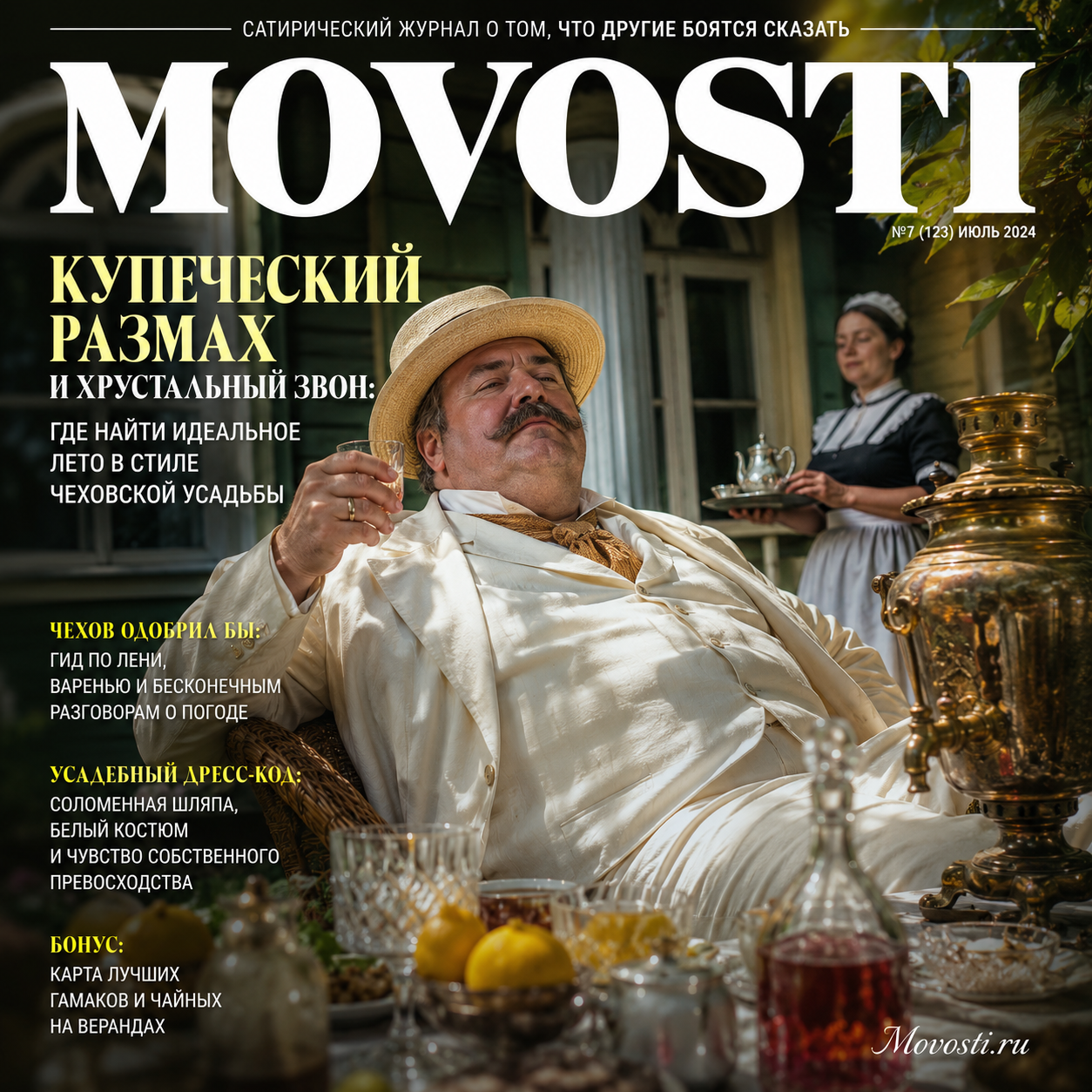 Чеховская усадьба с купеческим стилем и летним пейзажем