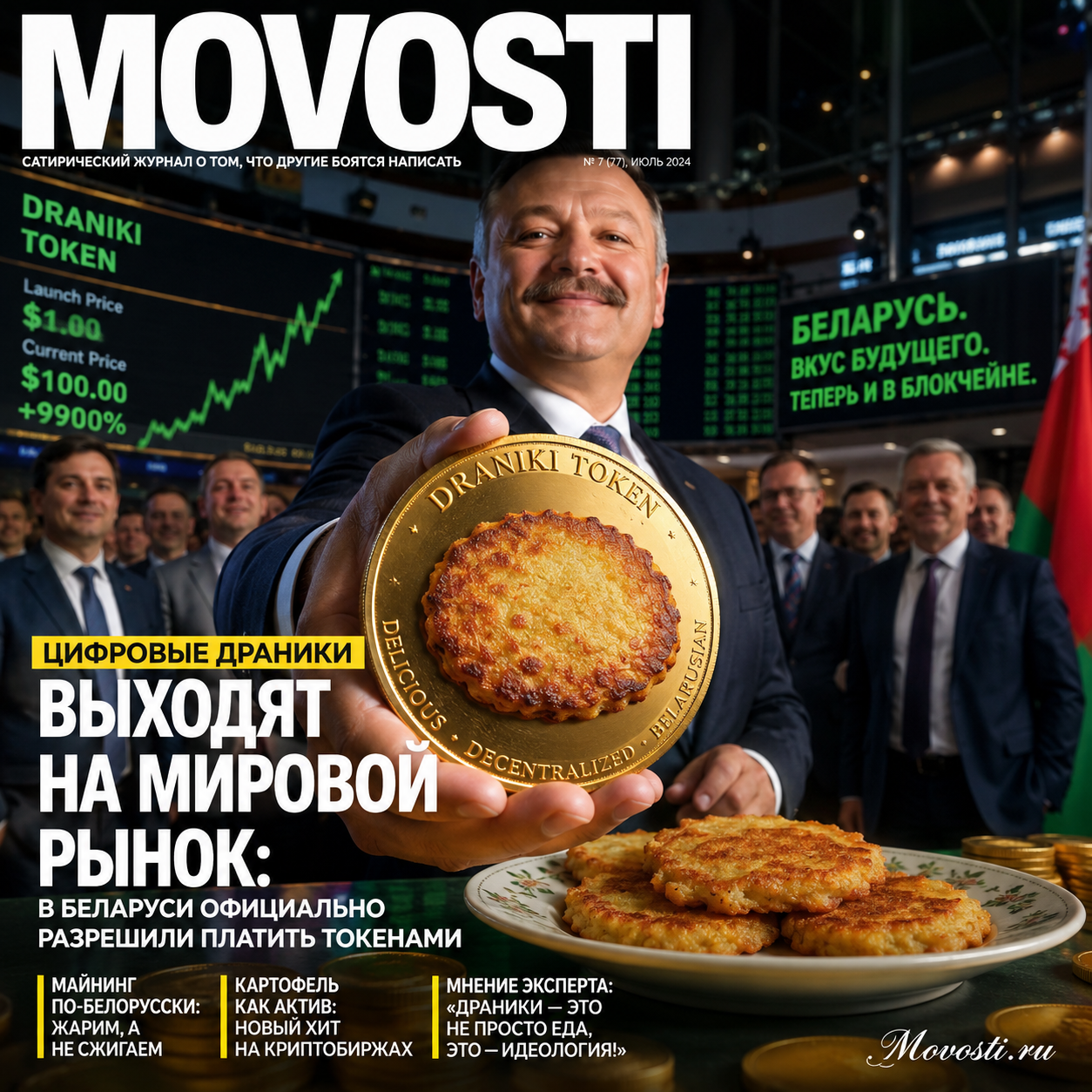 Изображение, иллюстрирующее цифровые драники и токены в контексте белорусского рынка