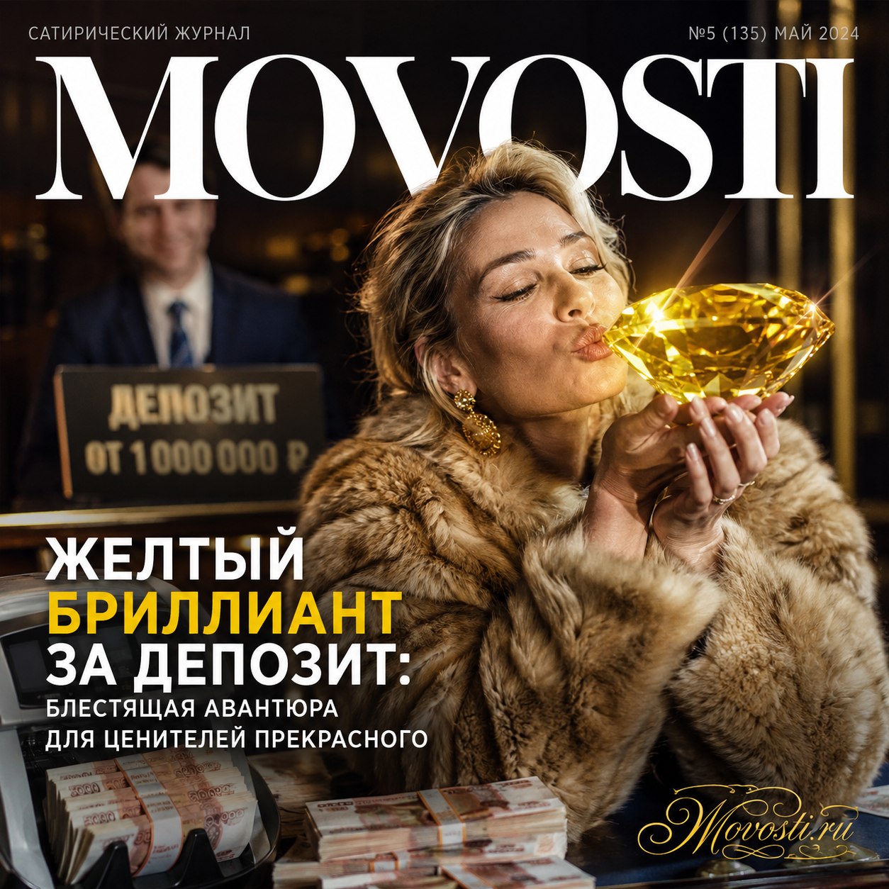 Блестящий желтый бриллиант, символизирующий роскошь и элегантность