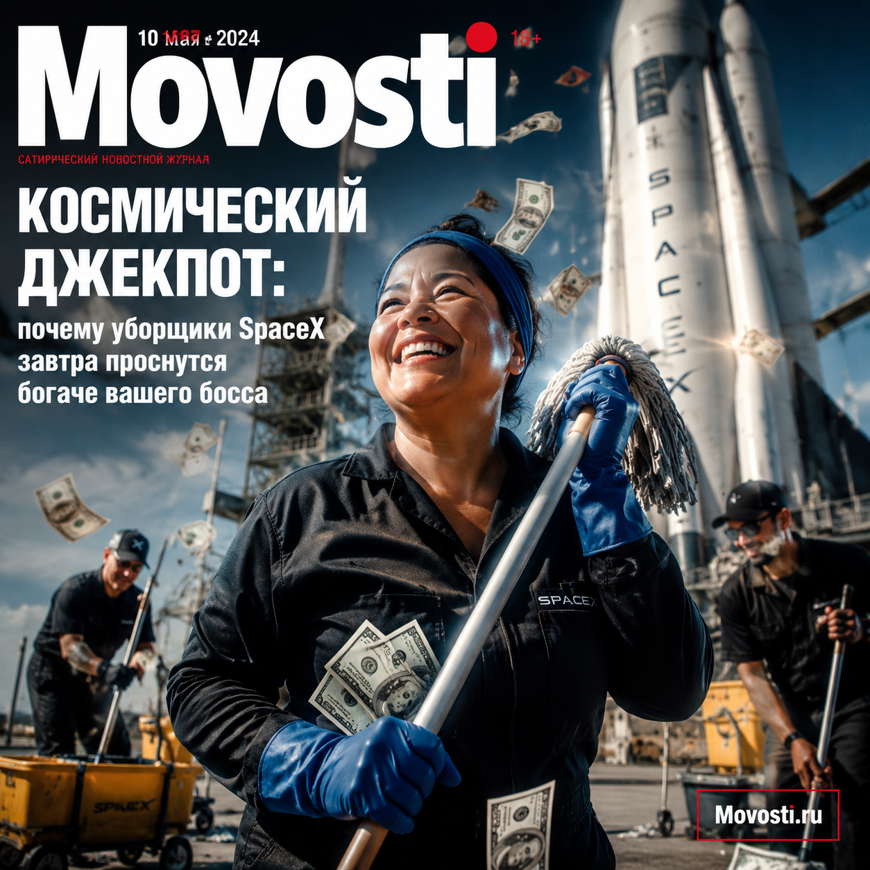 Уборщики SpaceX с космическим фоном