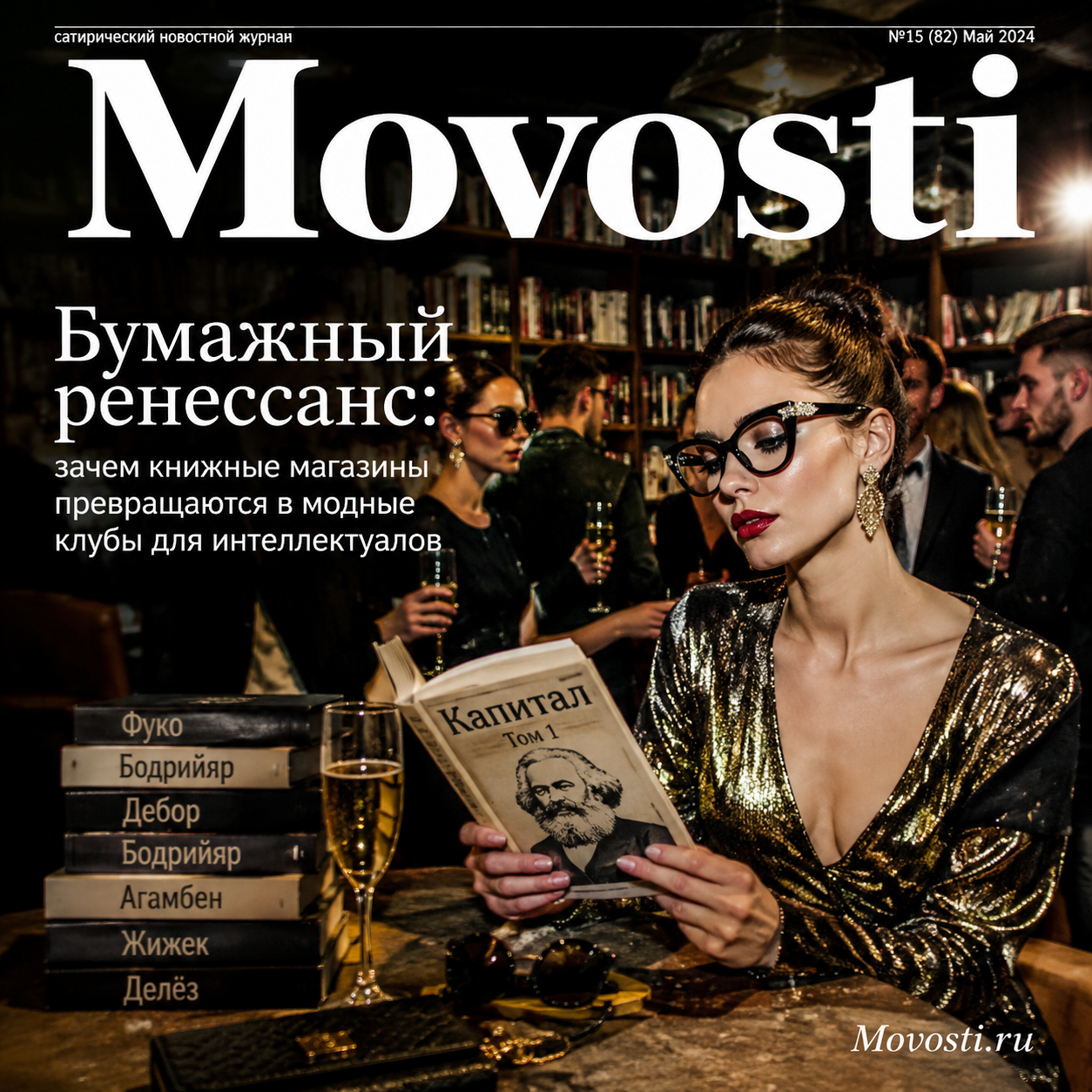 Книжный магазин, трансформированный в модный клуб для интеллектуалов, с уютными уголками для чтения и общения.