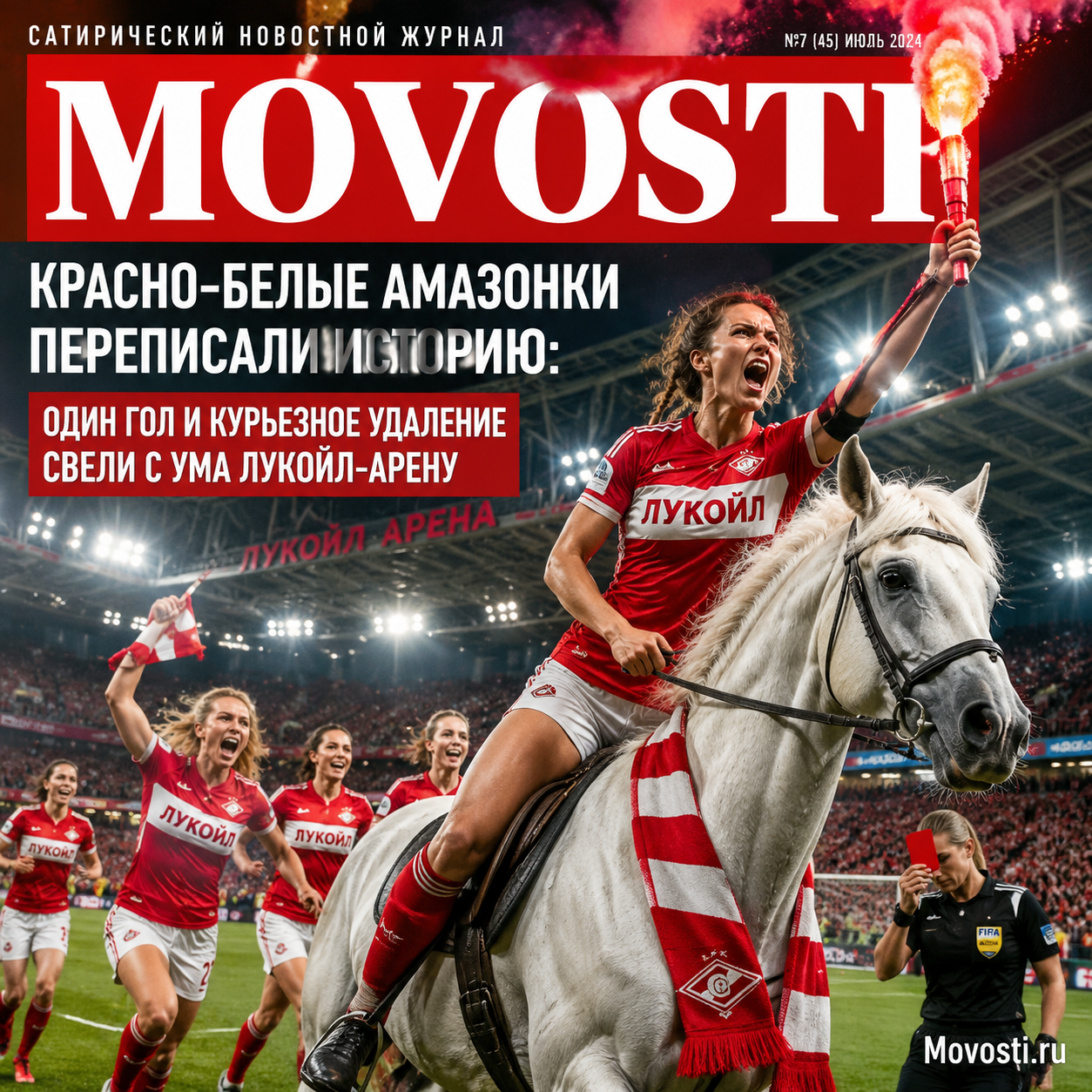 Игроки команды с красно-белой формой на поле во время матча