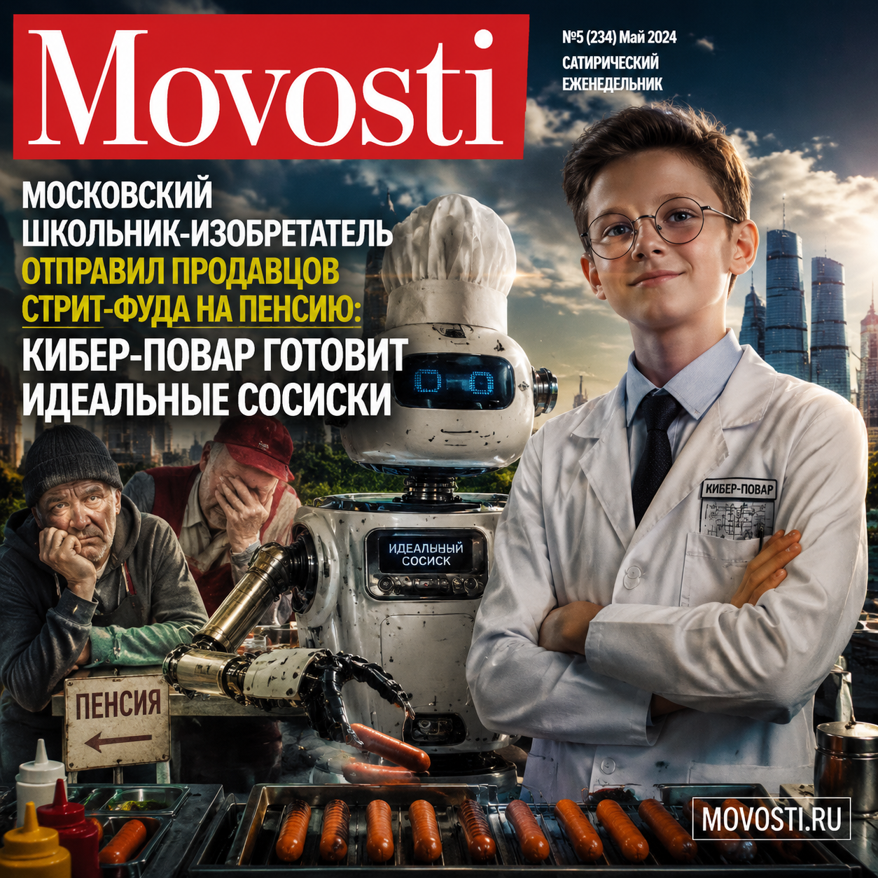 Кибер-повар готовит сосиски, созданные московским школьником-изобретателем