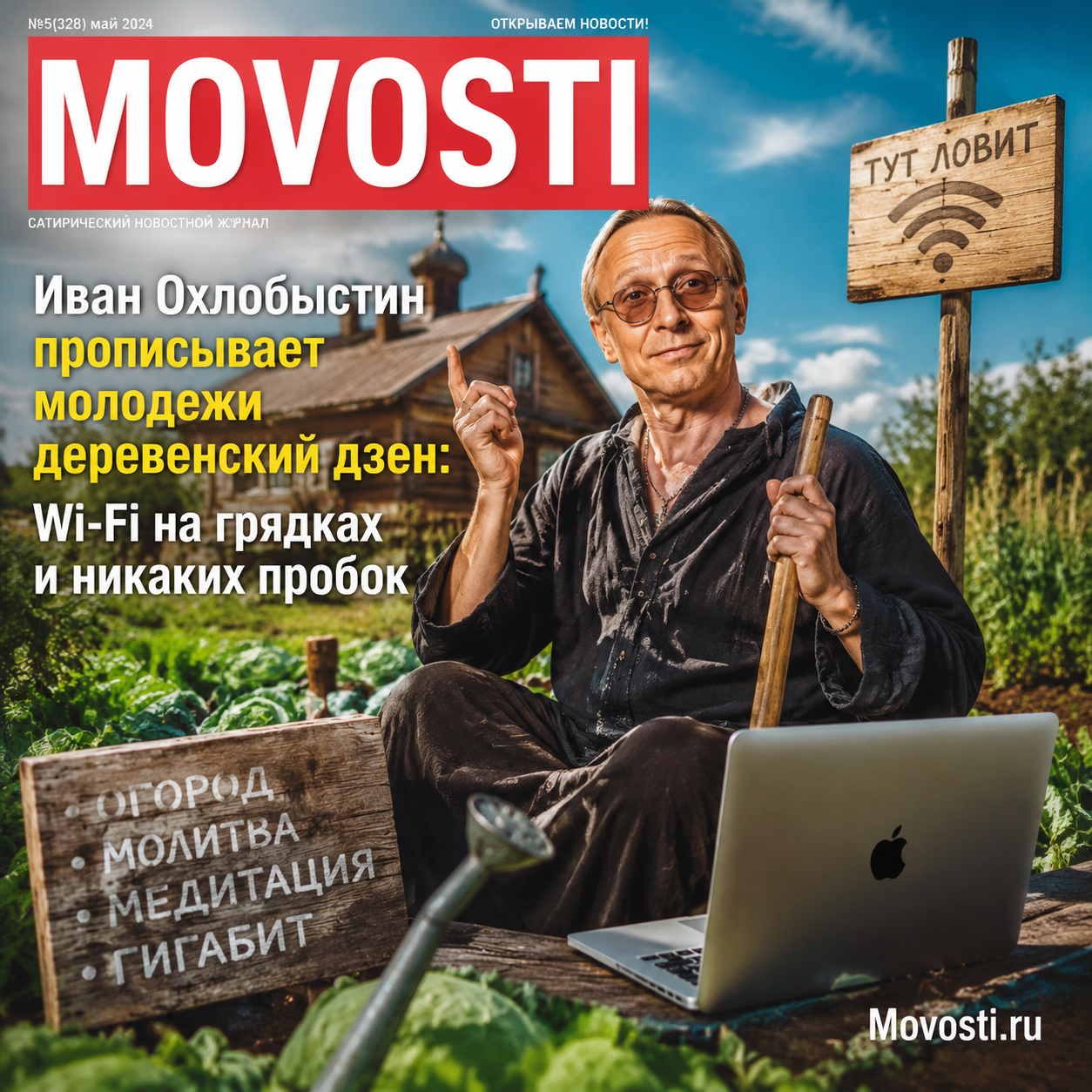Иван Охлобыстин делится мудростью о жизни в деревне с молодежью, обсуждая Wi-Fi и отсутствие пробок.