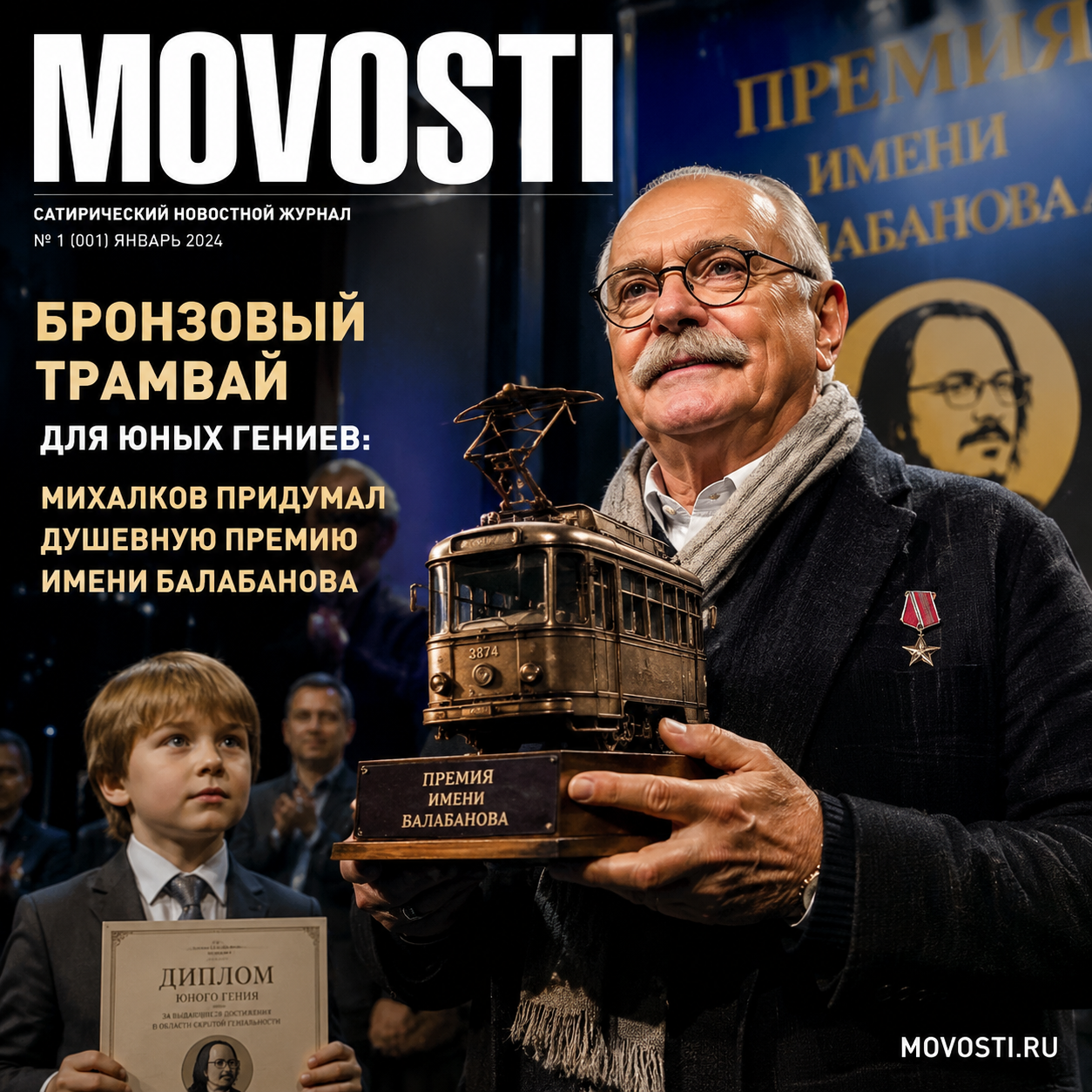 Бронзовый трамвай, символизирующий премию имени Балабанова