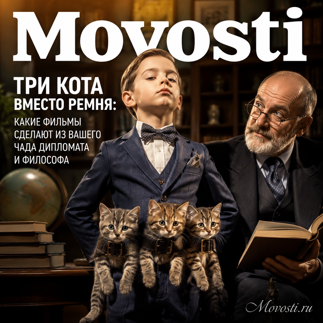 Изображение трех котов, символизирующих фильмы, которые могут повлиять на воспитание детей.