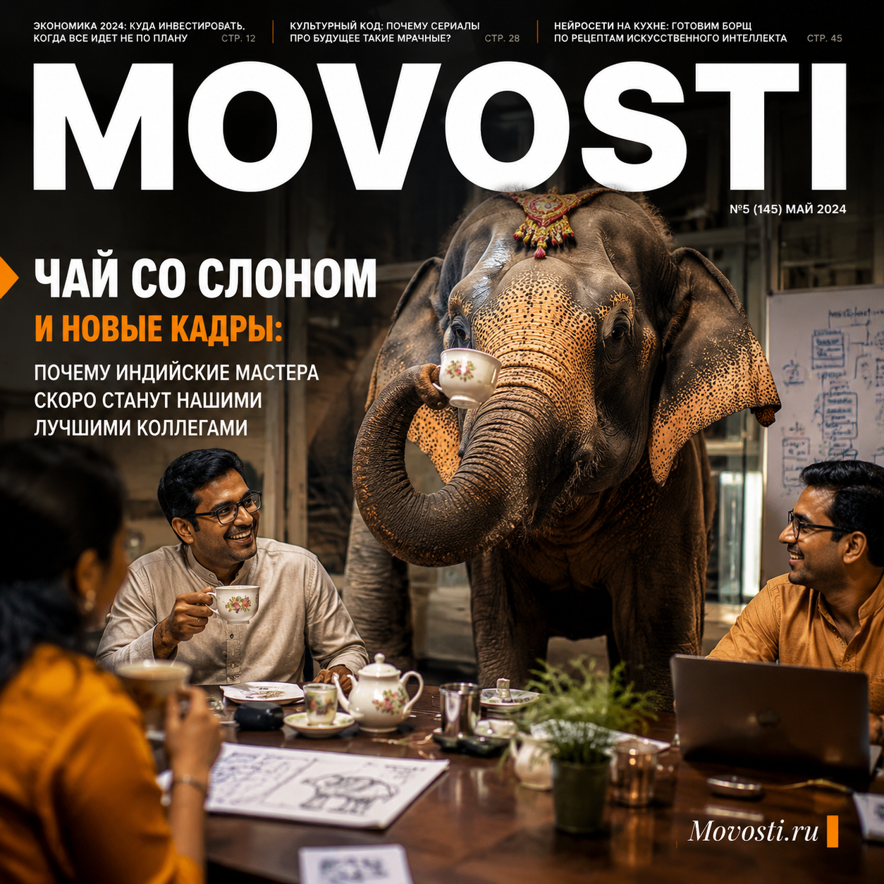 Изображение слона, пьющего чай в индийском мастерской