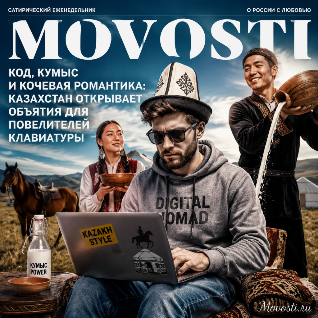 Изображение, иллюстрирующее сочетание технологий и традиционной культуры Казахстана