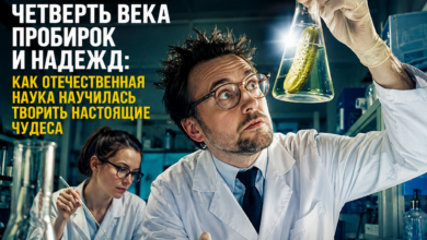 Изображение, символизирующее достижения отечественной науки в области медицины и технологий за 25 лет.