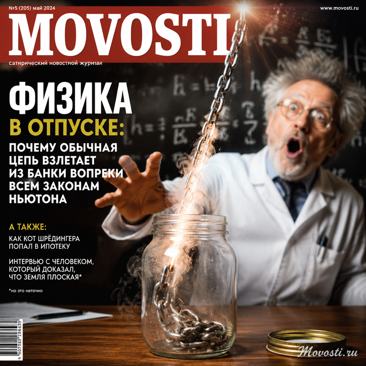 Цепь, взлетающая из банки, иллюстрирующая законы физики