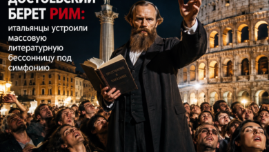 Изображение, иллюстрирующее массовую литературную бессонницу в Риме под симфонию