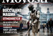 Кибер-дворник, работающий на Белорусском вокзале с эстетическим подходом.