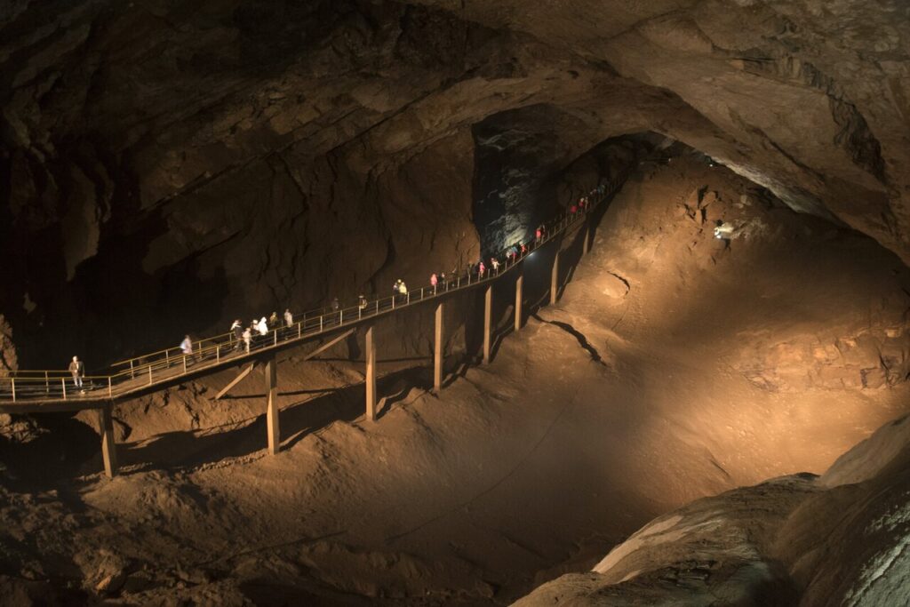 Глубокие пещеры планеты с яркими сталактитами и сталагмитами