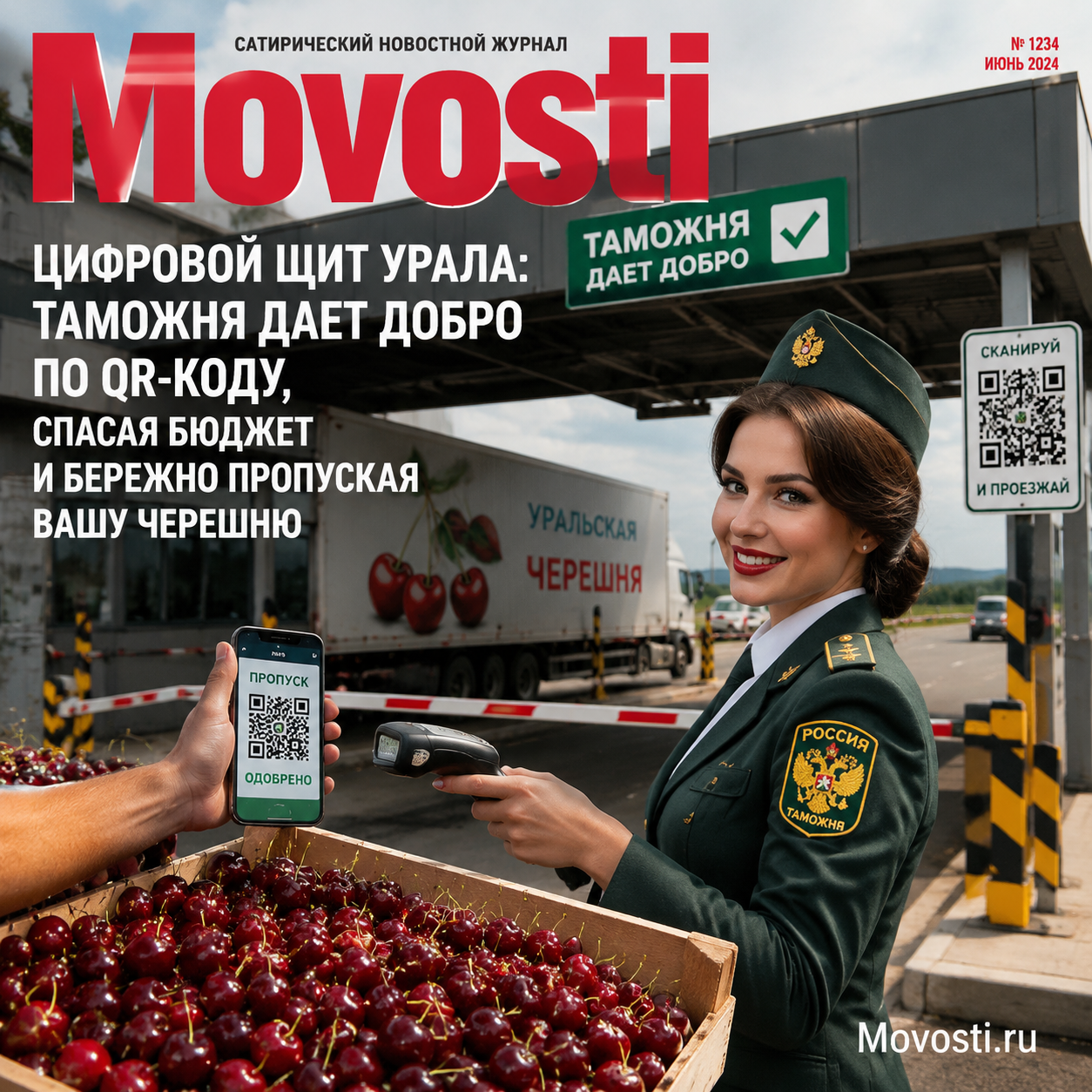 Изображение цифрового щита таможни Урала с QR-кодом