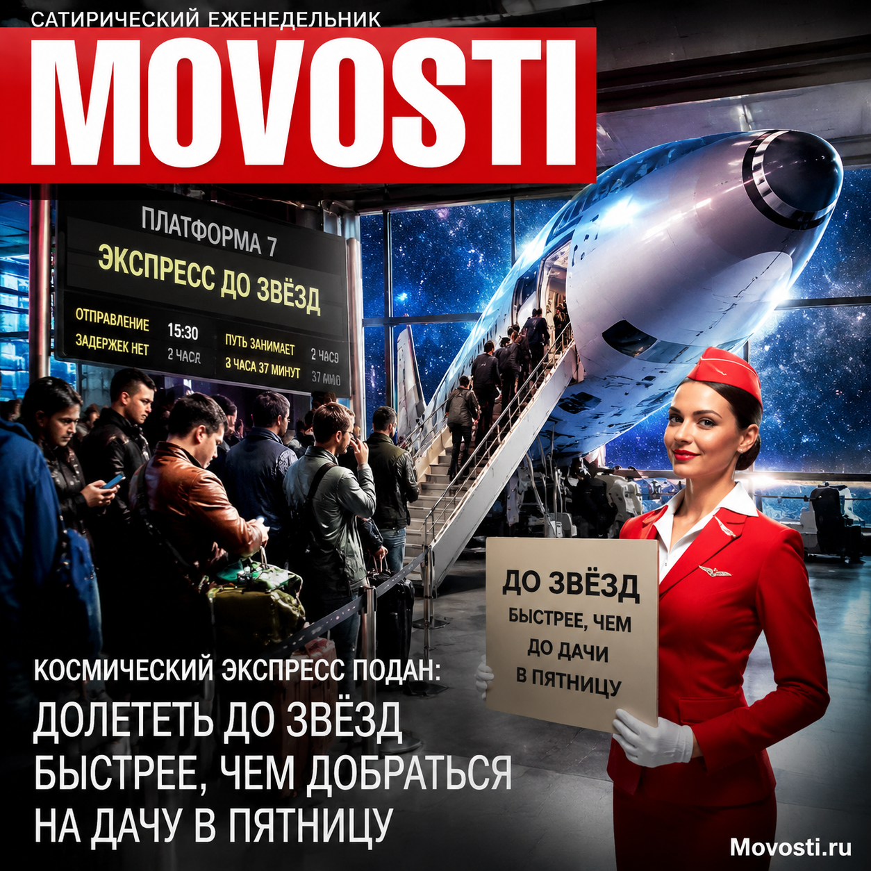 Космический экспресс мчится через звездное небо