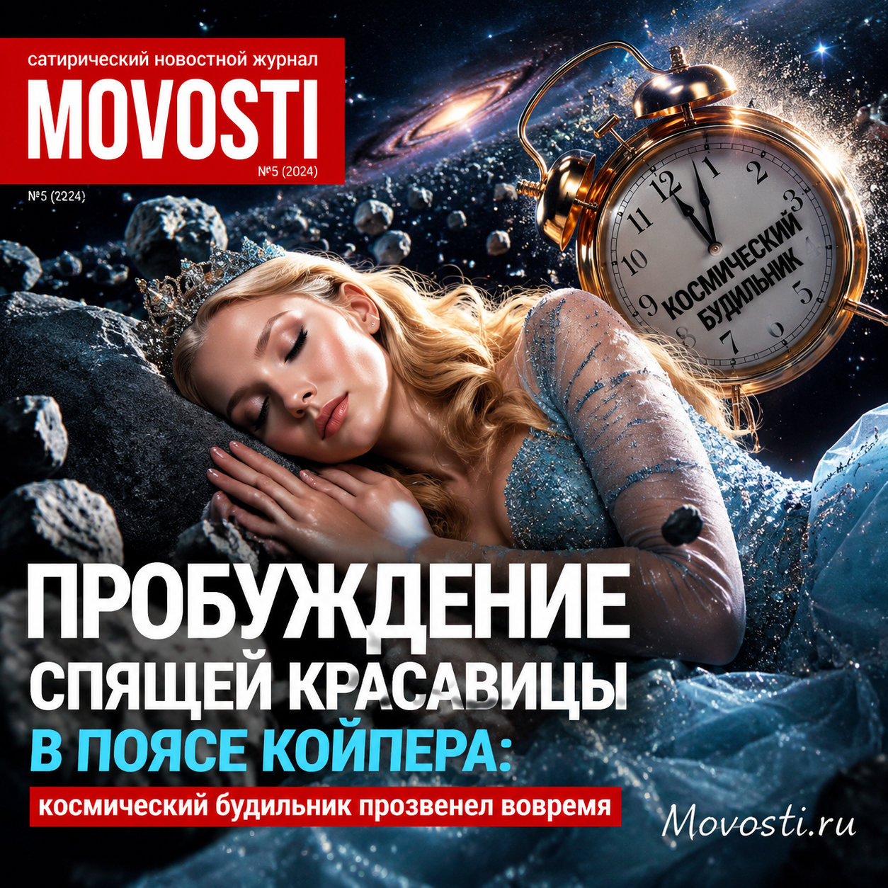 Изображение космического будильника, пробуждающего спящую красавицу в поясе Койпера
