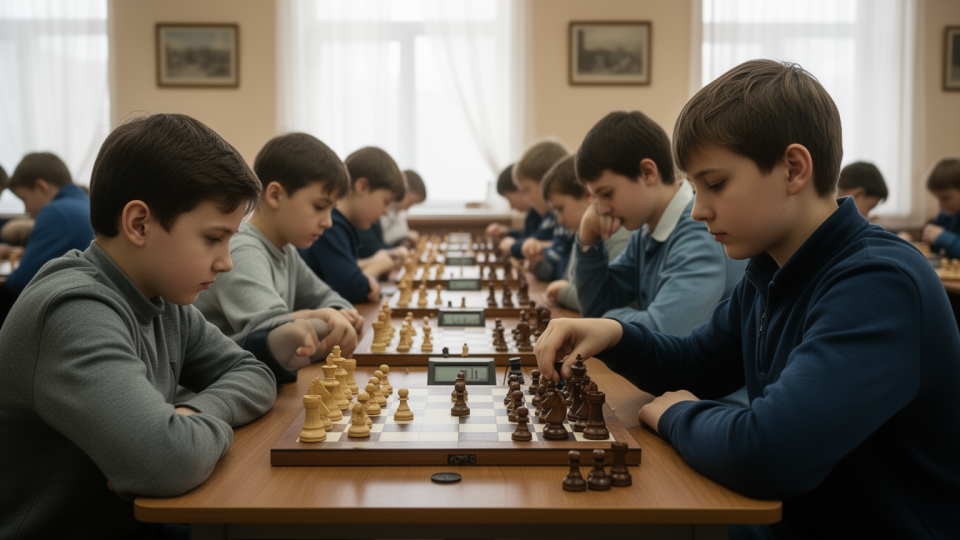 Дети играют в шахматы