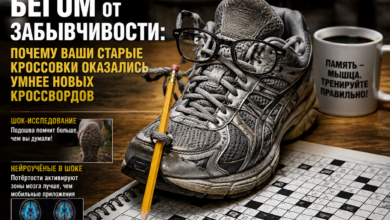 Старые кроссовки на фоне новых кроссвордов