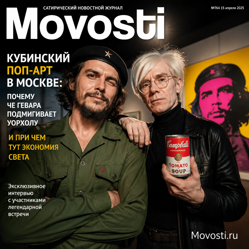 Поп-арт изображение Че Гевары в стиле Уорхола на фоне московского пейзажа