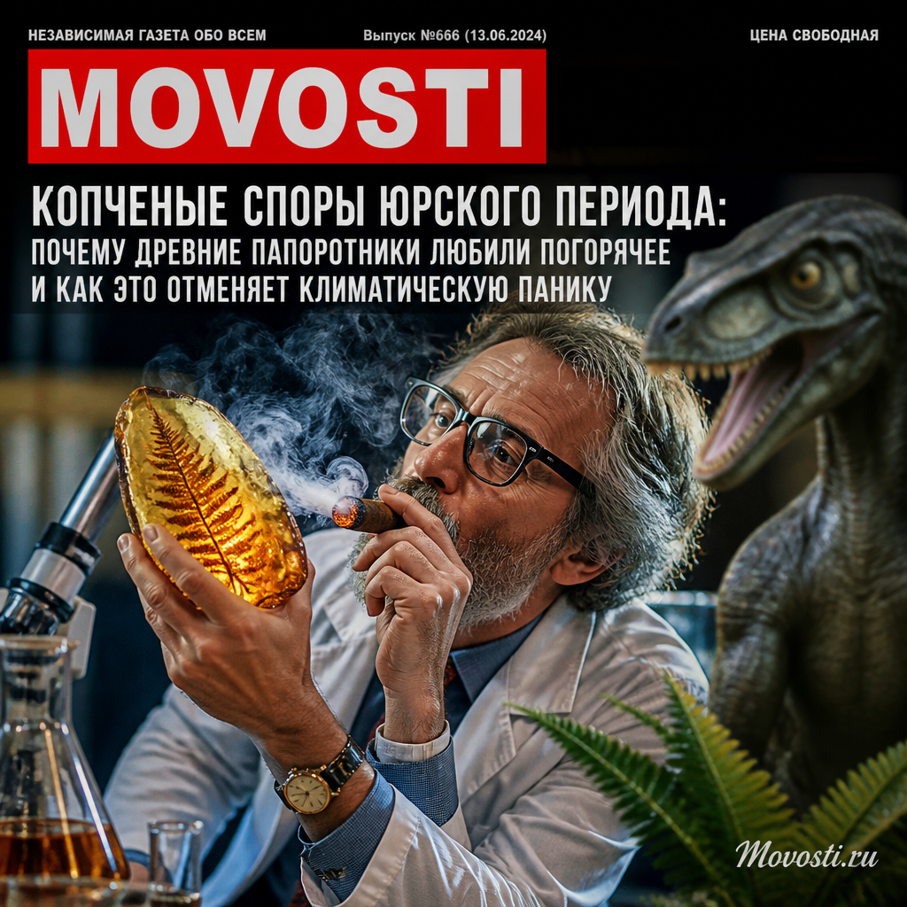 Изображение древних папоротников и их спор в юрском периоде