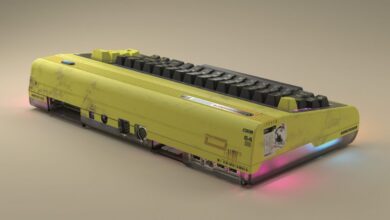 Винтажный компьютер Commodore 77 в киберпанковском окружении