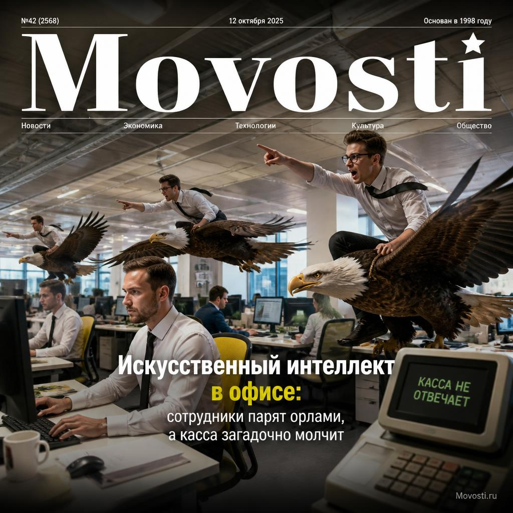 Сотрудники офиса, использующие искусственный интеллект, парят орлами, в то время как касса молчит