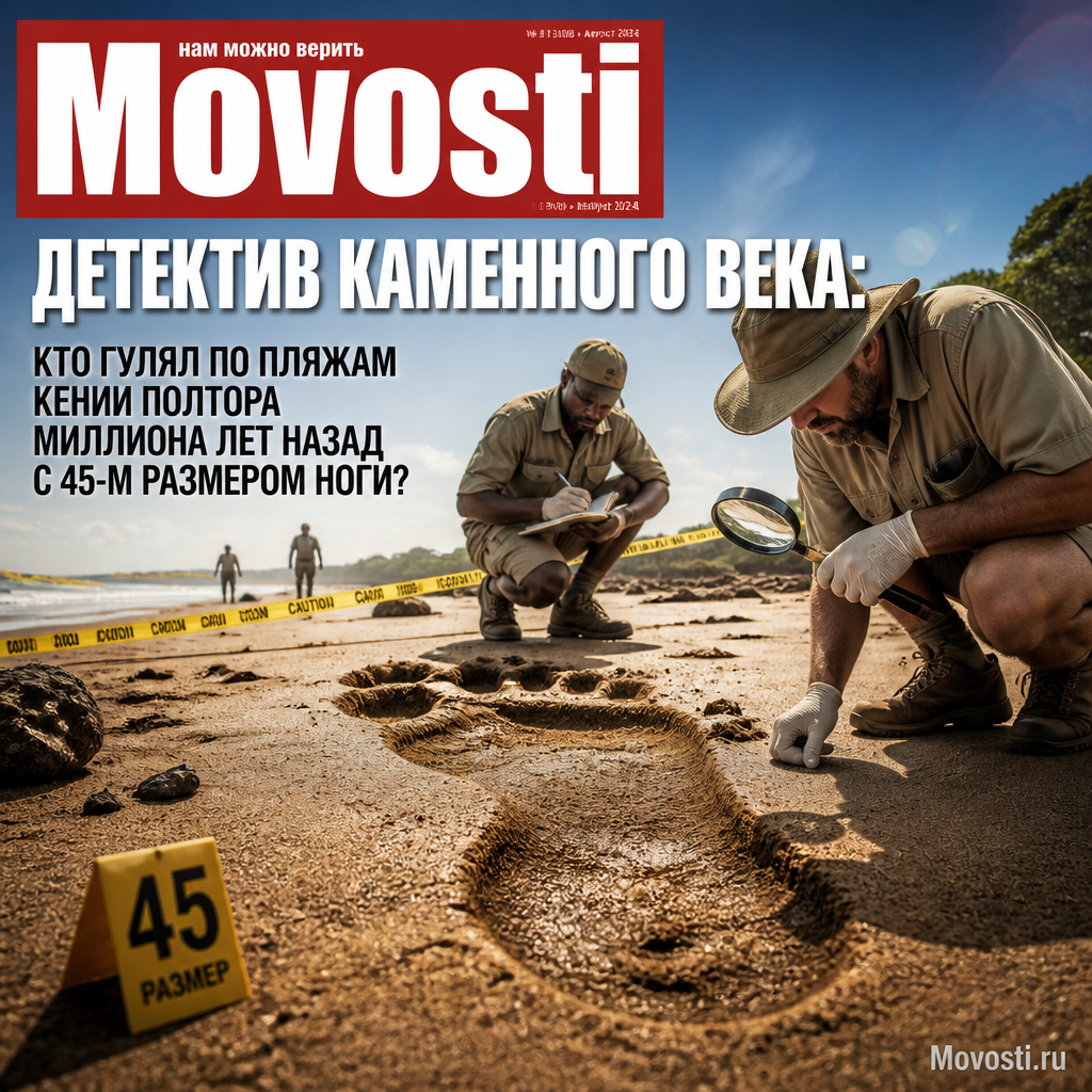 Следы человека с размером ноги 45 на пляже в Кении