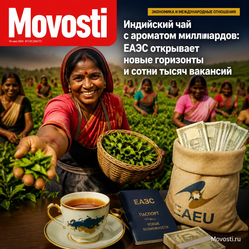 Чашка индийского чая на фоне карты ЕАЭС