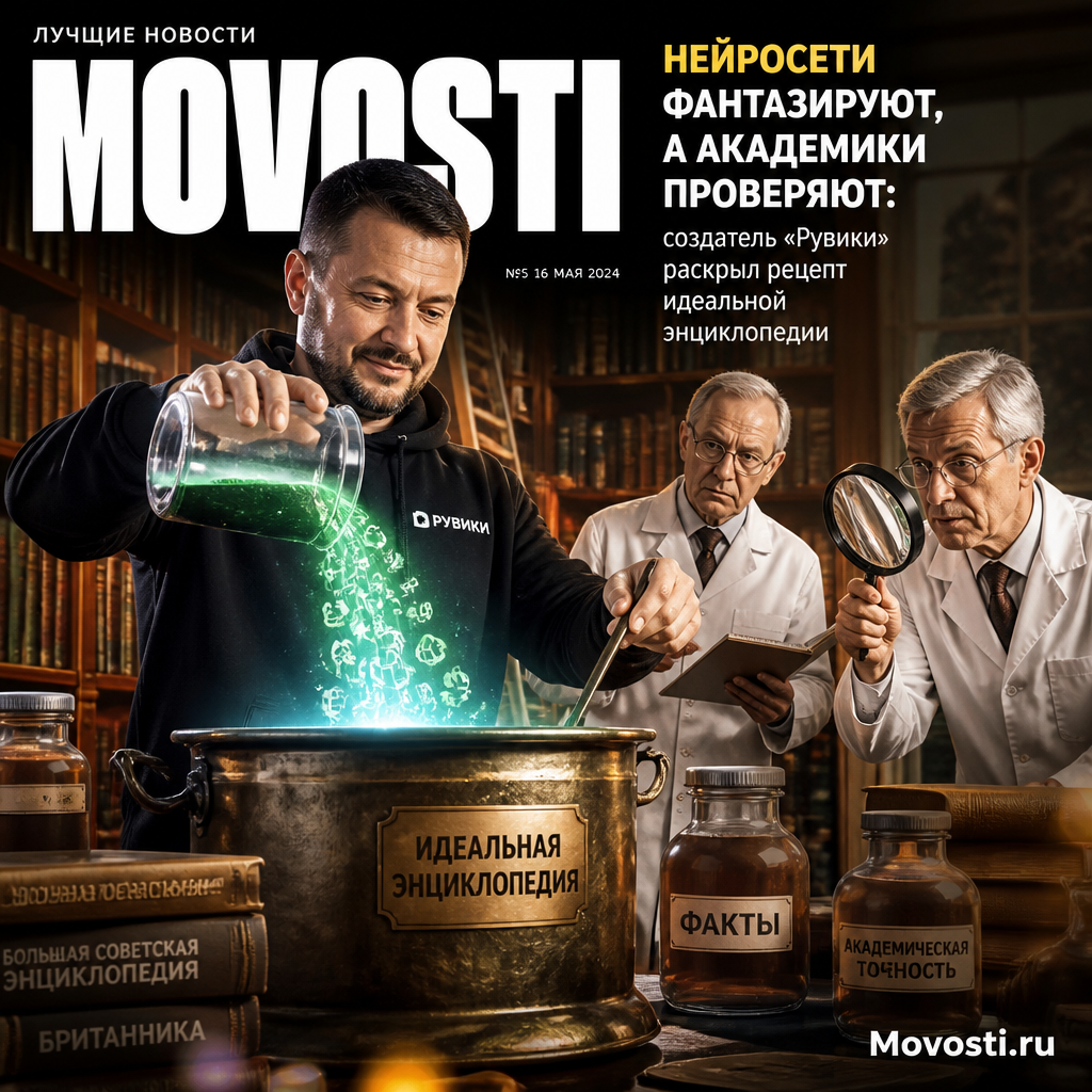 Изображение, иллюстрирующее взаимодействие нейросетей и академической науки в создании энциклопедий.