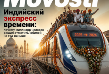 Индийский экспресс времени, символизирующий празднование юбилея миллиарда человек