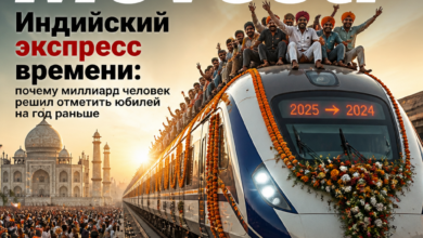 Индийский экспресс времени, символизирующий празднование юбилея миллиарда человек