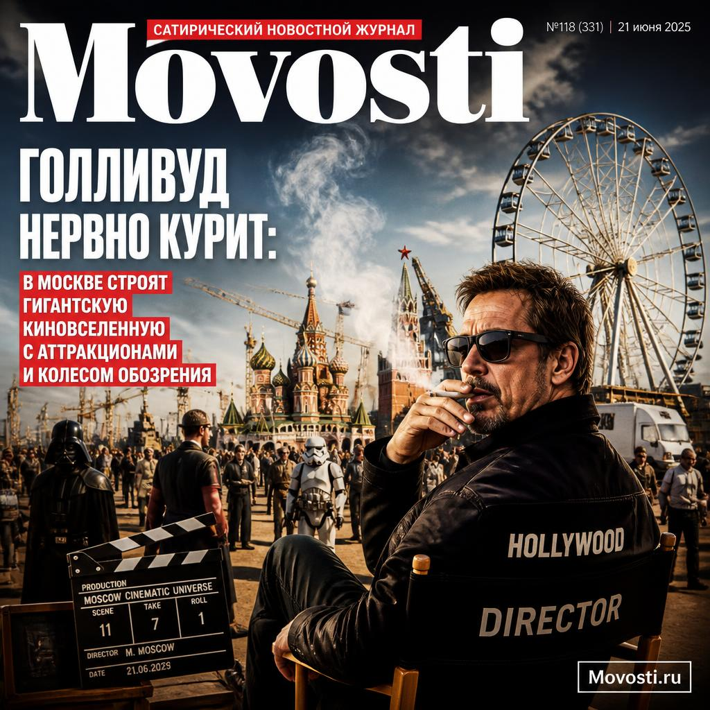Картинка с изображением гигантской киновселенной в Москве с аттракционами и колесом обозрения
