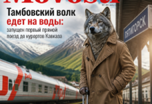 Тамбовский волк на фоне поезда, направляющегося к курортам Кавказа