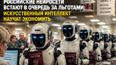 Иллюстрация искусственного интеллекта российского производства, символизирующая экономию и льготы