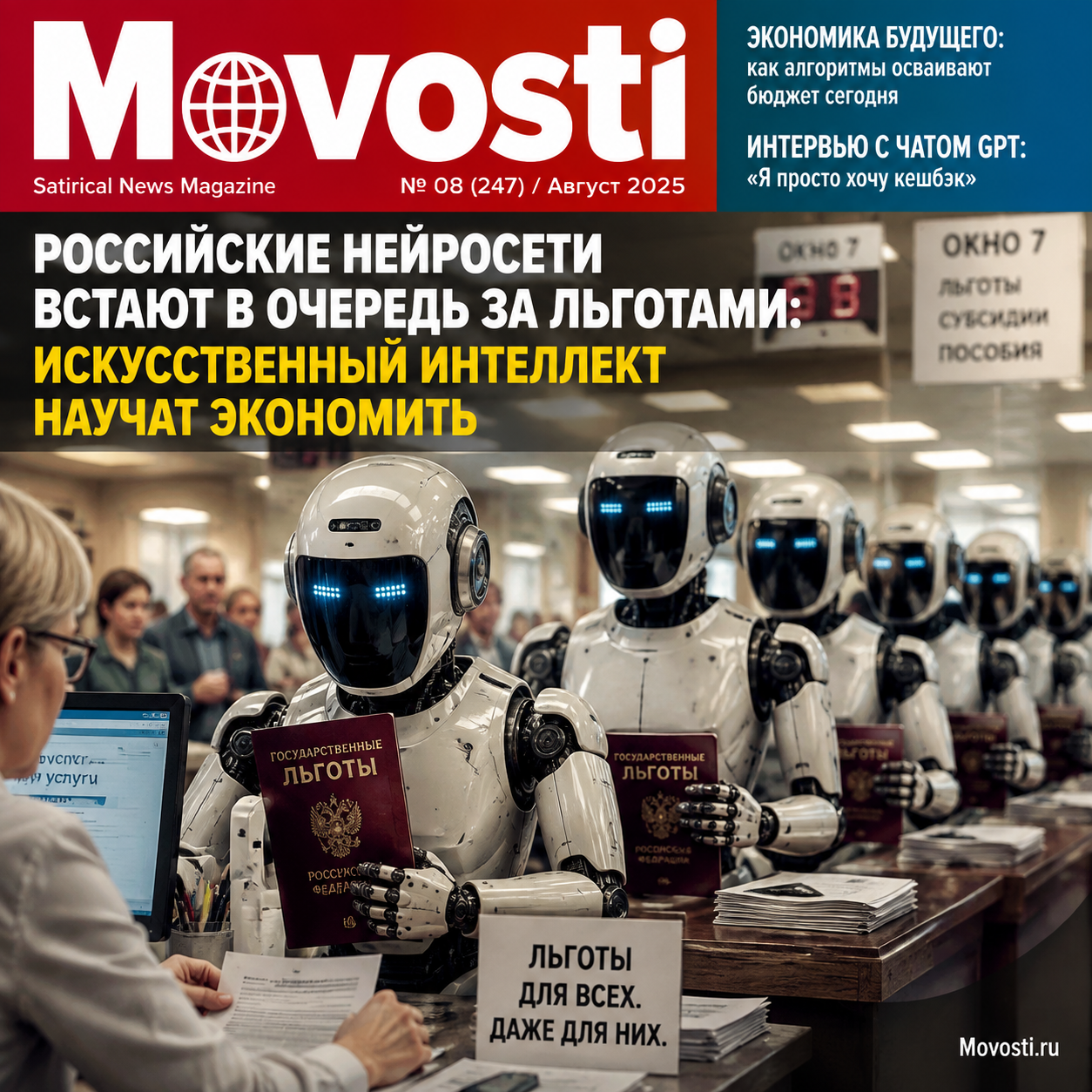 Иллюстрация искусственного интеллекта российского производства, символизирующая экономию и льготы