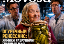Свежие хрустящие огурцы и химические формулы на фоне лабораторного стола