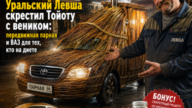 Передвижная парная, созданная из Тойоты и веника, рядом с ВАЗом для тех, кто на диете