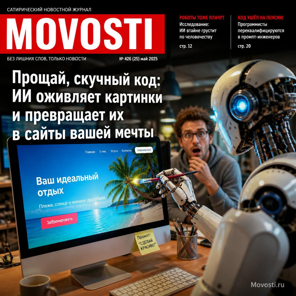 Инновационный интерфейс, демонстрирующий использование ИИ для преобразования изображений в веб-сайты