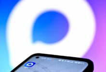 Изображение мессенджера MAX на экране iPhone с яблоками в фоне