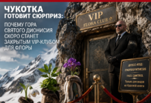 Гора Святого Дионисия в Чукотке, окруженная флорой