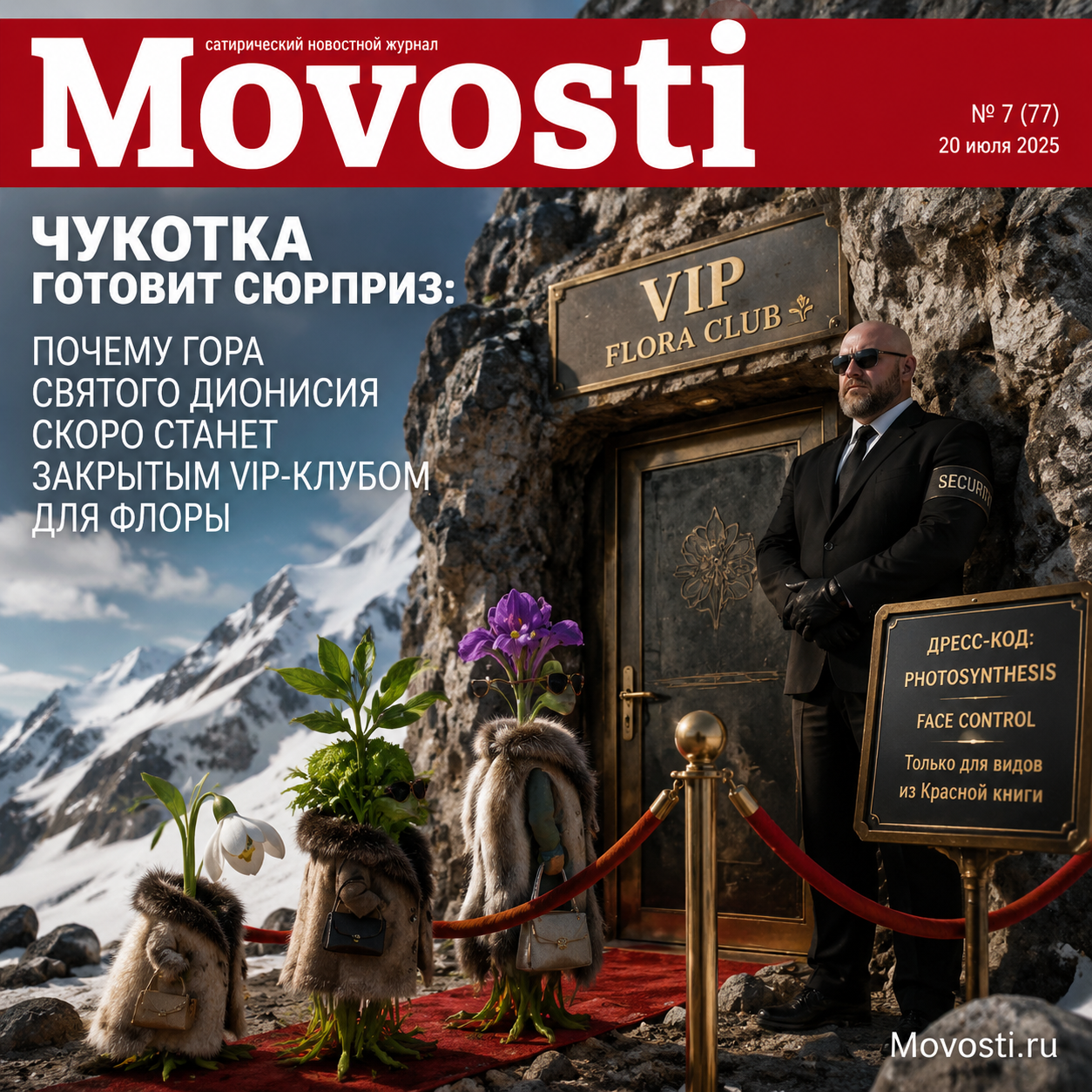 Гора Святого Дионисия в Чукотке, окруженная флорой