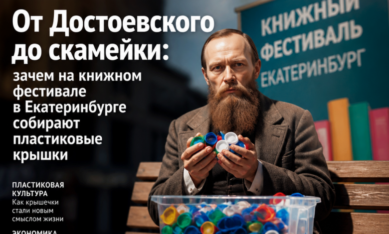 Пластиковые крышки, собранные на книжном фестивале в Екатеринбурге