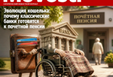 Иллюстрация, показывающая эволюцию кошелька и банковских услуг.