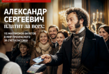 Изображение, иллюстрирующее щедрость Александра Сергеевича, который оплачивает 115 миллионов билетов в мир искусства.