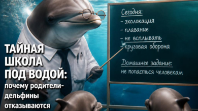 Дельфины с младенцами в подводной школе