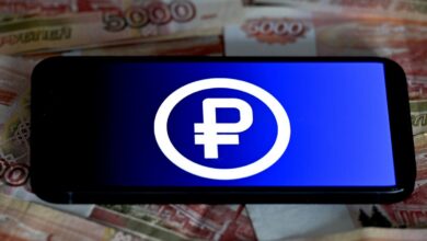 Изображение, представляющее электронный рубль на экране смартфона