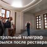 Здание Центрального телеграфа, на фоне цифровых логарифмических графиков